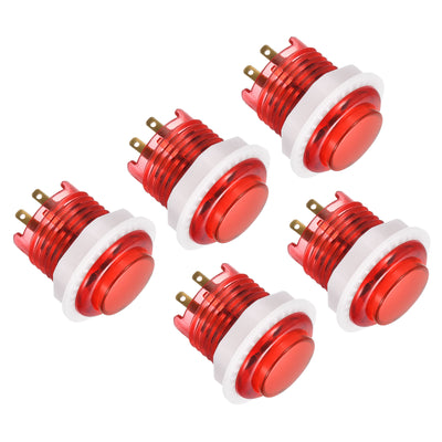 Harfington LED Button Illuminated Push Button 12V 24mm with Micro Switch Self-resetting for Coin Operated Game Projects Red Pack of 5