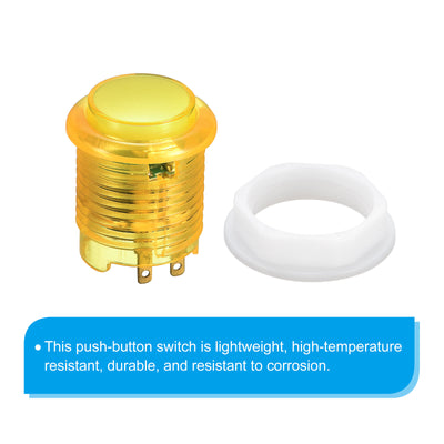 Harfington LED Button Illuminated Push Button 12V 24mm Micro Switch Self-Reset Yellow 5Pcs