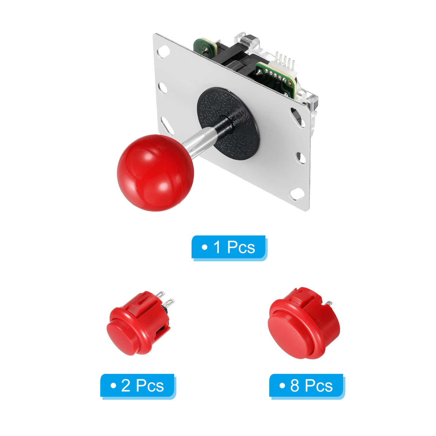 Harfington Joystick 4 Way Adjustable + Push Button Bundle Kit Red for Coin Operated Game Projects Red 1 Set
