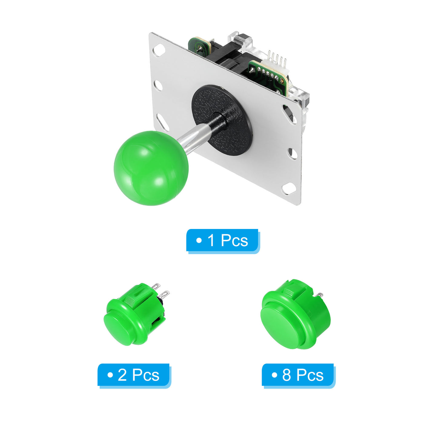 Harfington Joystick 4 Way Adjustable + Push Button Bundle Kit Green Green 1 Set