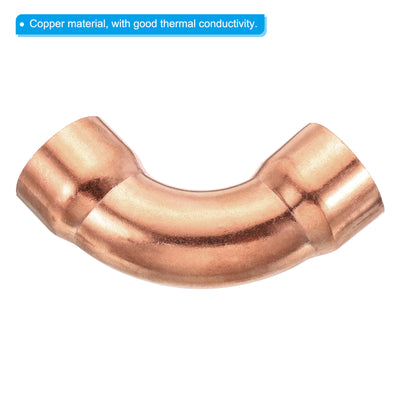 Harfington 2pcs 7/8" ID Elbow Copper Pipe Fitting Connector Sweat Solder Welding Connection