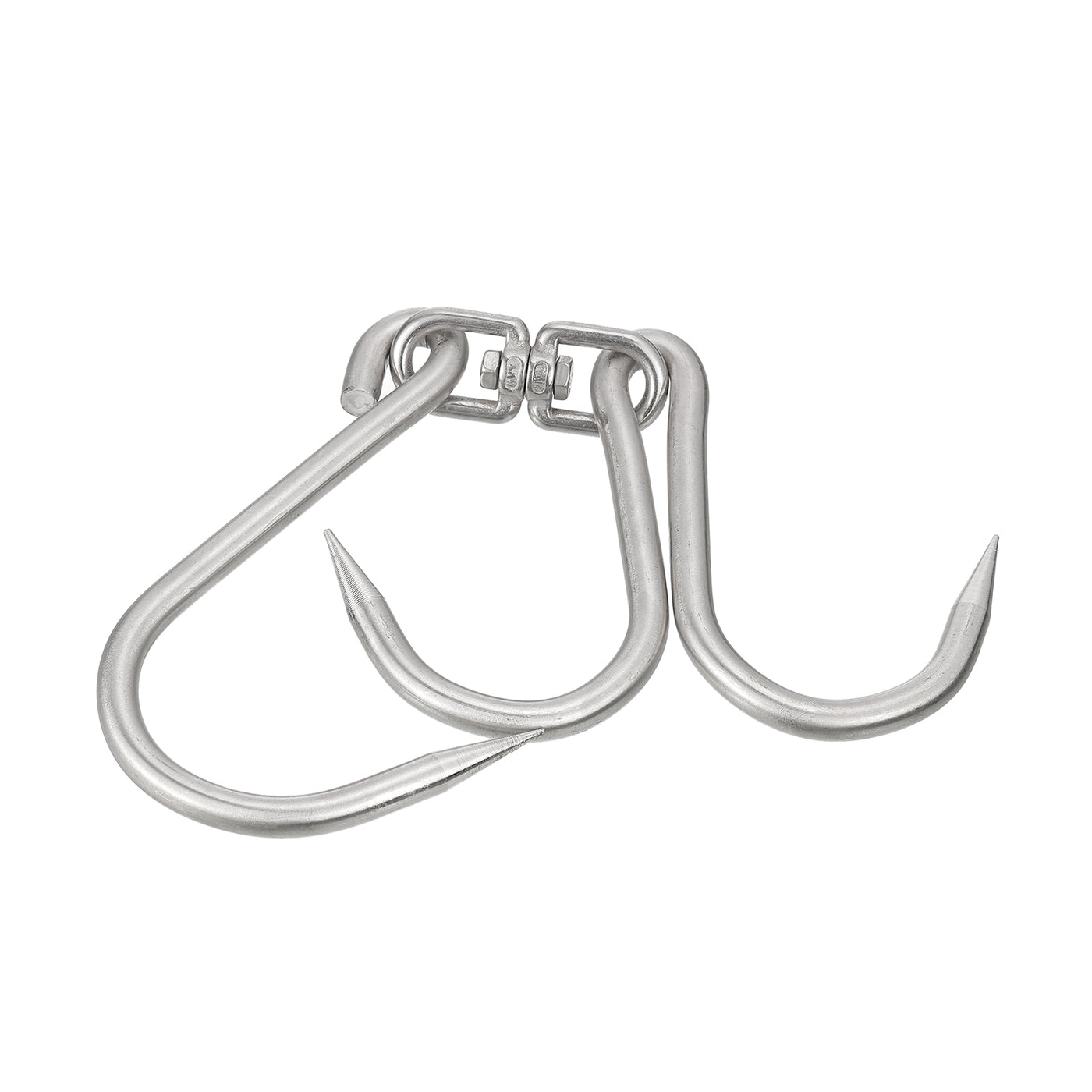 uxcell Uxcell 12.8'' Double Meat Hooks, 0.39'' Thickness Stainless Steel Swivel Meat Hook
