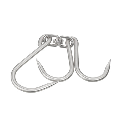 Harfington Uxcell 12.8'' Double Meat Hooks, 0.39'' Thickness Stainless Steel Swivel Meat Hook