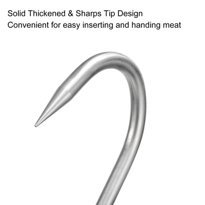 Harfington Uxcell 12.8'' Double Meat Hooks, 0.39'' Thickness Stainless Steel Swivel Meat Hook