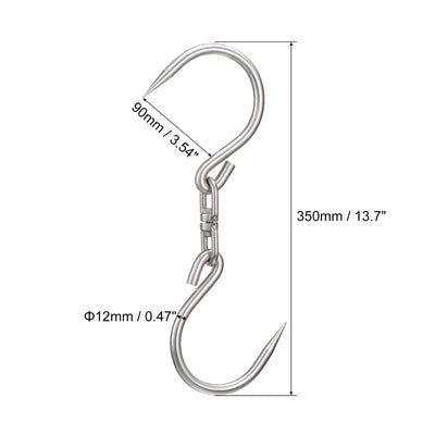 Harfington Uxcell Swivel Meat Hooks, Thickness Stainless Steel Processing Butcher Hooks for Hanging Drying Smoking Meat Products
