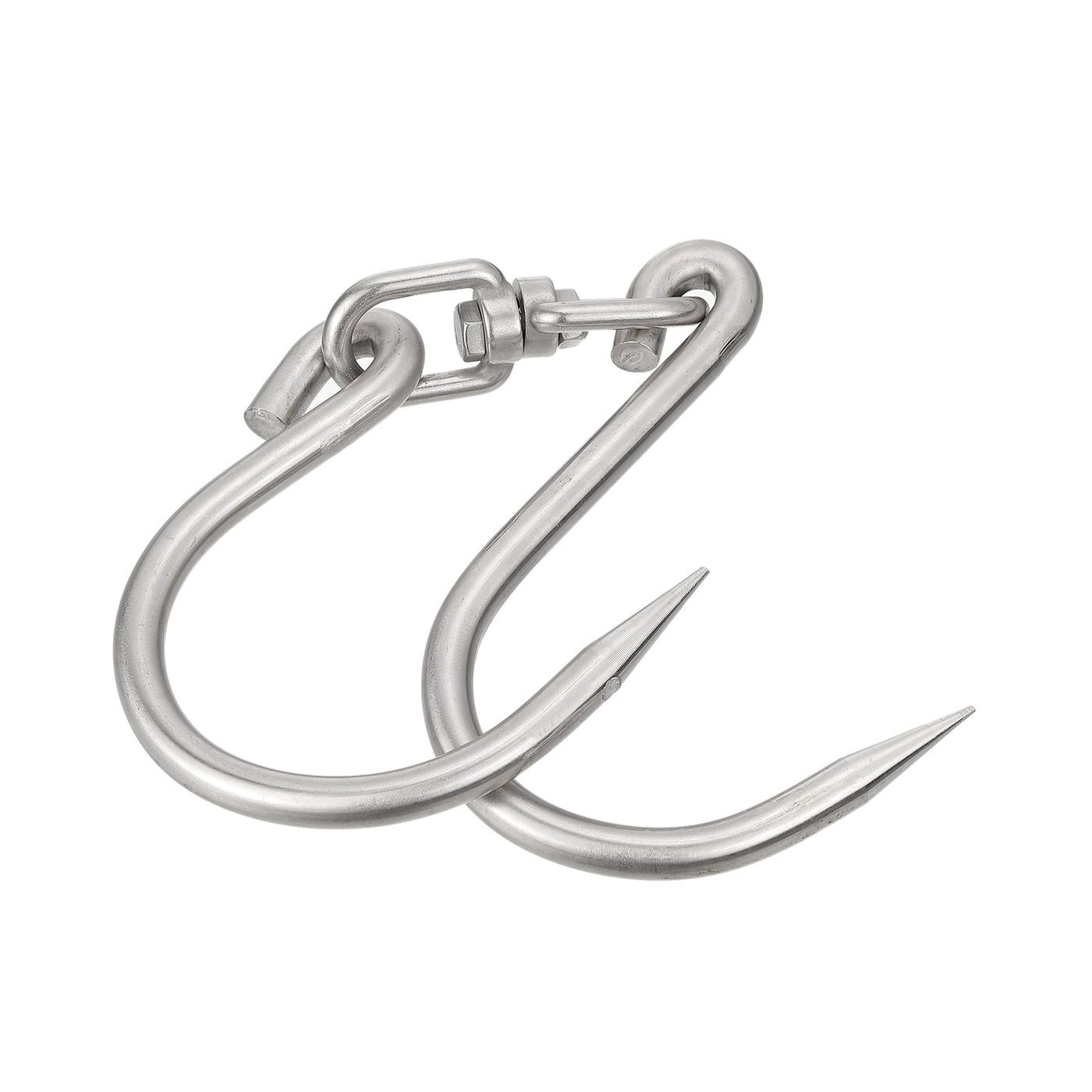uxcell Uxcell 14.5'' Double Meat Hooks, 0.47'' Thickness Stainless Steel Swivel Meat Hook