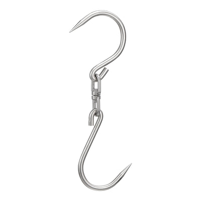 Harfington Uxcell 14.5'' Double Meat Hooks, 0.47'' Thickness Stainless Steel Swivel Meat Hook