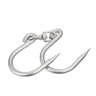 Harfington Uxcell 14.5'' Double Meat Hooks, 0.55'' Thickness Stainless Steel Swivel Meat Hook