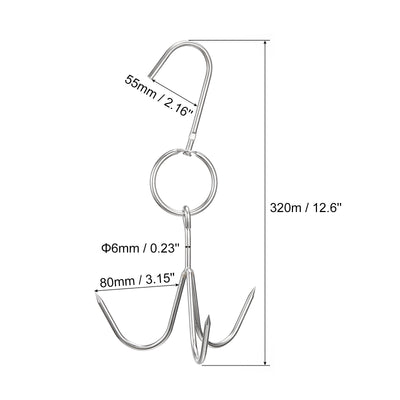 Harfington Uxcell Swiveling Meat Hook, Stainless Steel Three-Prong Meat Hooks for  Hanging Drying Smoking Meat Products