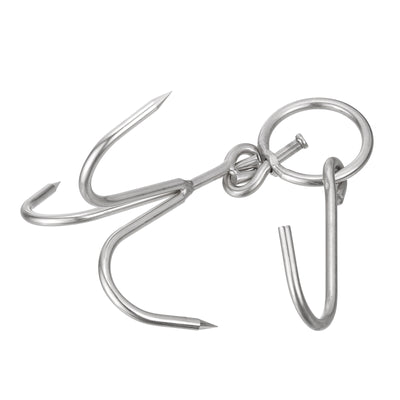 Harfington Uxcell Swiveling Meat Hook, Thickness Stainless Steel Three-Prong Meat Hooks for  Hanging Drying Smoking Meat Products