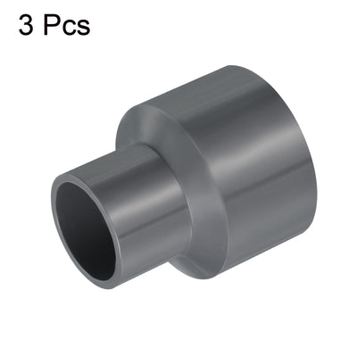 Harfington PVC Reducer Pipe Fitting 40x25mm, 3 Pack Straight Coupling Adapter Connector, Gray