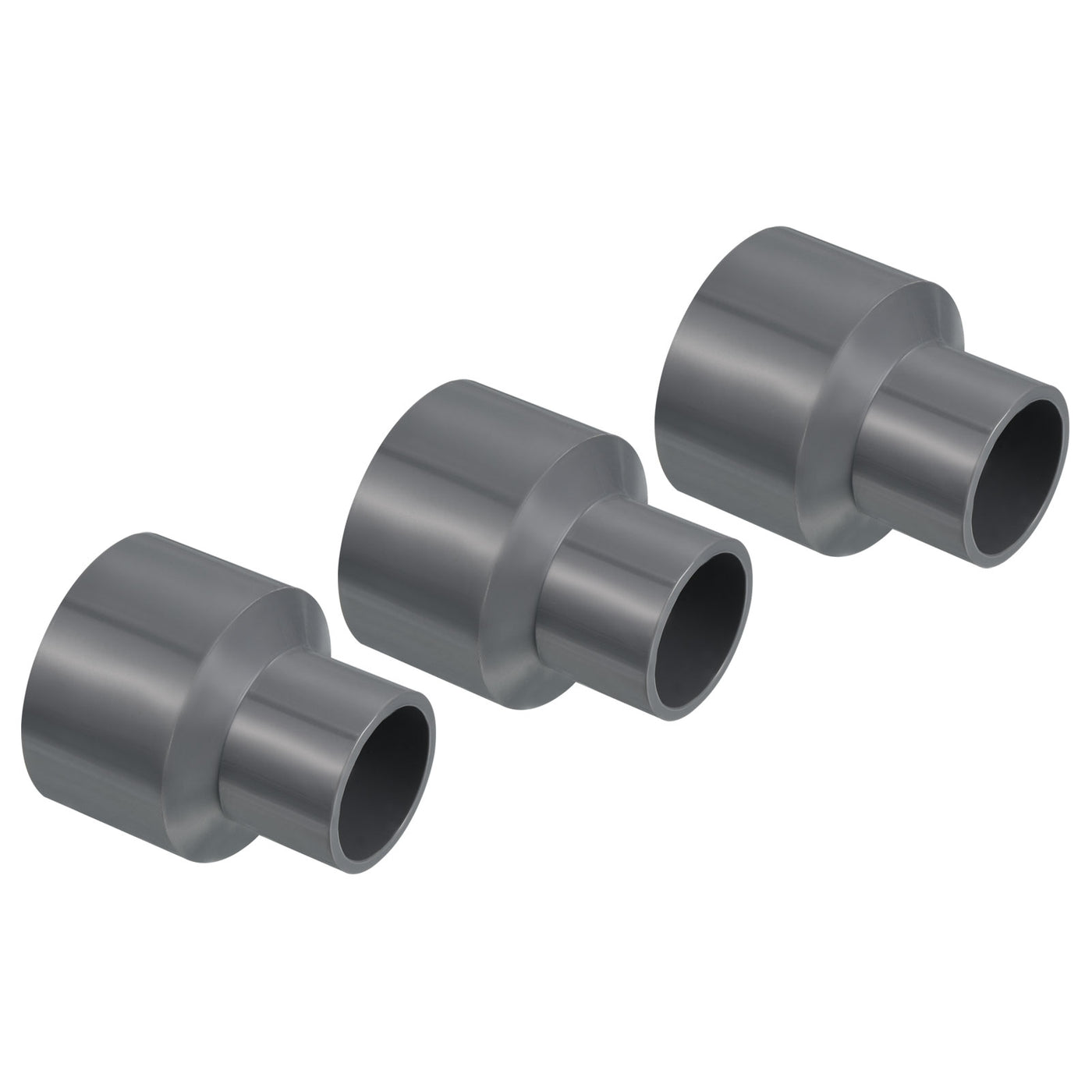 Harfington PVC Reducer Pipe Fitting 40x25mm, 3 Pack Straight Coupling Adapter Connector, Gray