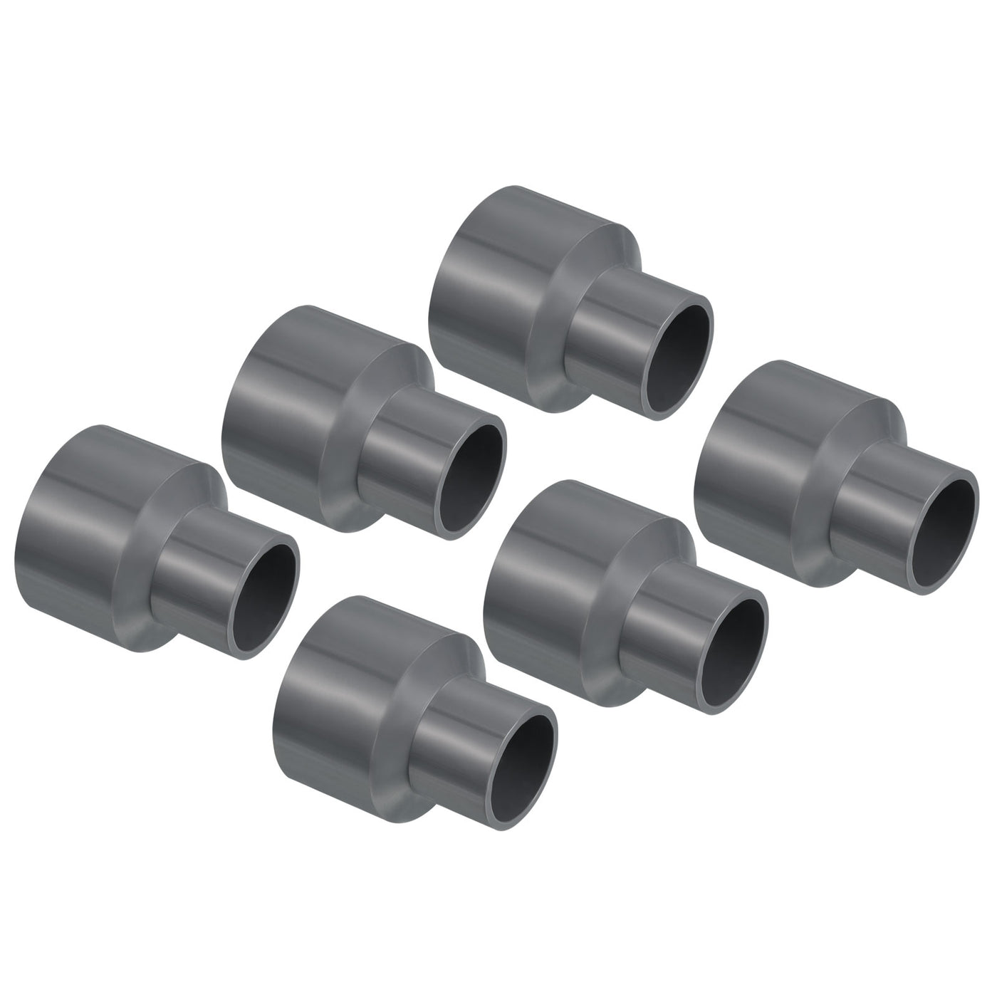 Harfington PVC Reducer Pipe Fitting 40x25mm, 6 Pack Straight Coupling Adapter Connector, Gray