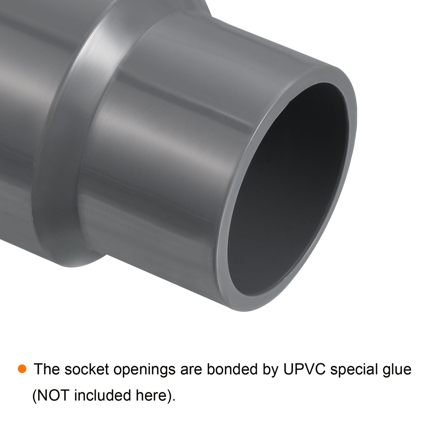 Harfington PVC Reducer Pipe Fitting 40x32mm, 3 Pack Straight Coupling Adapter Connector, Gray