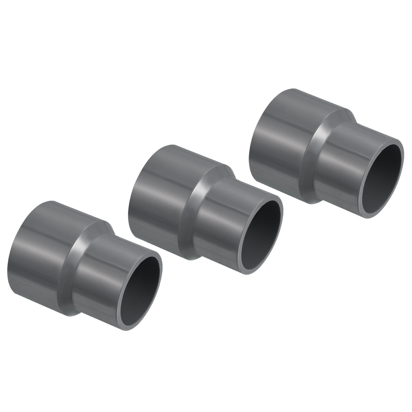 Harfington PVC Reducer Pipe Fitting 40x32mm, 3 Pack Straight Coupling Adapter Connector, Gray