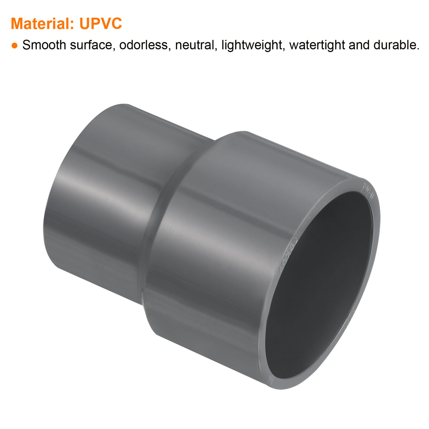 Harfington PVC Reducer Pipe Fitting 40x32mm, 6 Pack Straight Coupling Adapter Connector, Gray