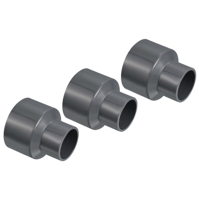 Harfington PVC Reducer Pipe Fitting 50x32mm, 3 Pack Straight Coupling Adapter Connector, Gray