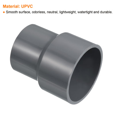 Harfington PVC Reducer Pipe Fitting 50x40mm, 3 Pack Straight Coupling Adapter Connector, Gray