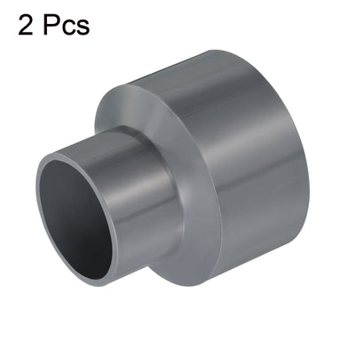 Harfington PVC Reducer Pipe Fitting 63x40mm, 2 Pack Straight Coupling Adapter Connector, Gray