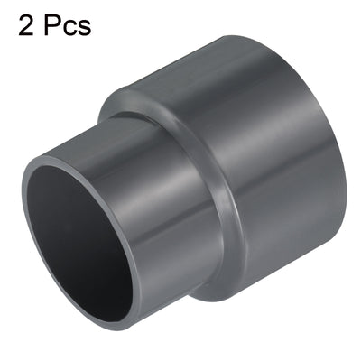 Harfington PVC Reducer Pipe Fitting 63x50mm, 2 Pack Straight Coupling Adapter Connector, Gray