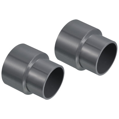 Harfington PVC Reducer Pipe Fitting 63x50mm, 2 Pack Straight Coupling Adapter Connector, Gray
