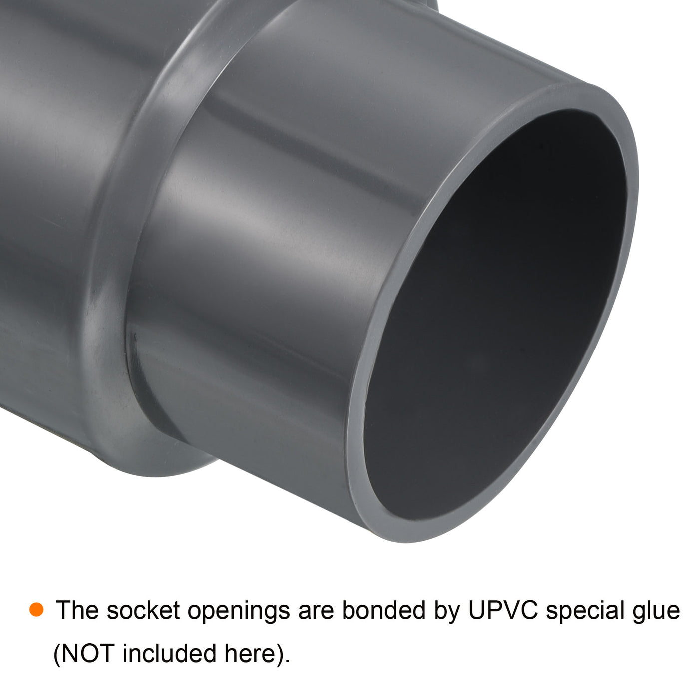 Harfington PVC Reducer Pipe Fitting 63x50mm, 3 Pack Straight Coupling Adapter Connector, Gray