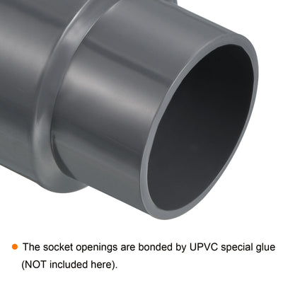 Harfington PVC Reducer Pipe Fitting 63x50mm, 3 Pack Straight Coupling Adapter Connector, Gray