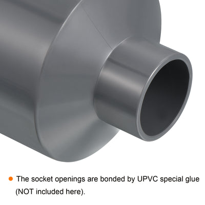 Harfington PVC Reducer Pipe Fitting 75x32mm, 3 Pack Straight Coupling Adapter Connector, Gray