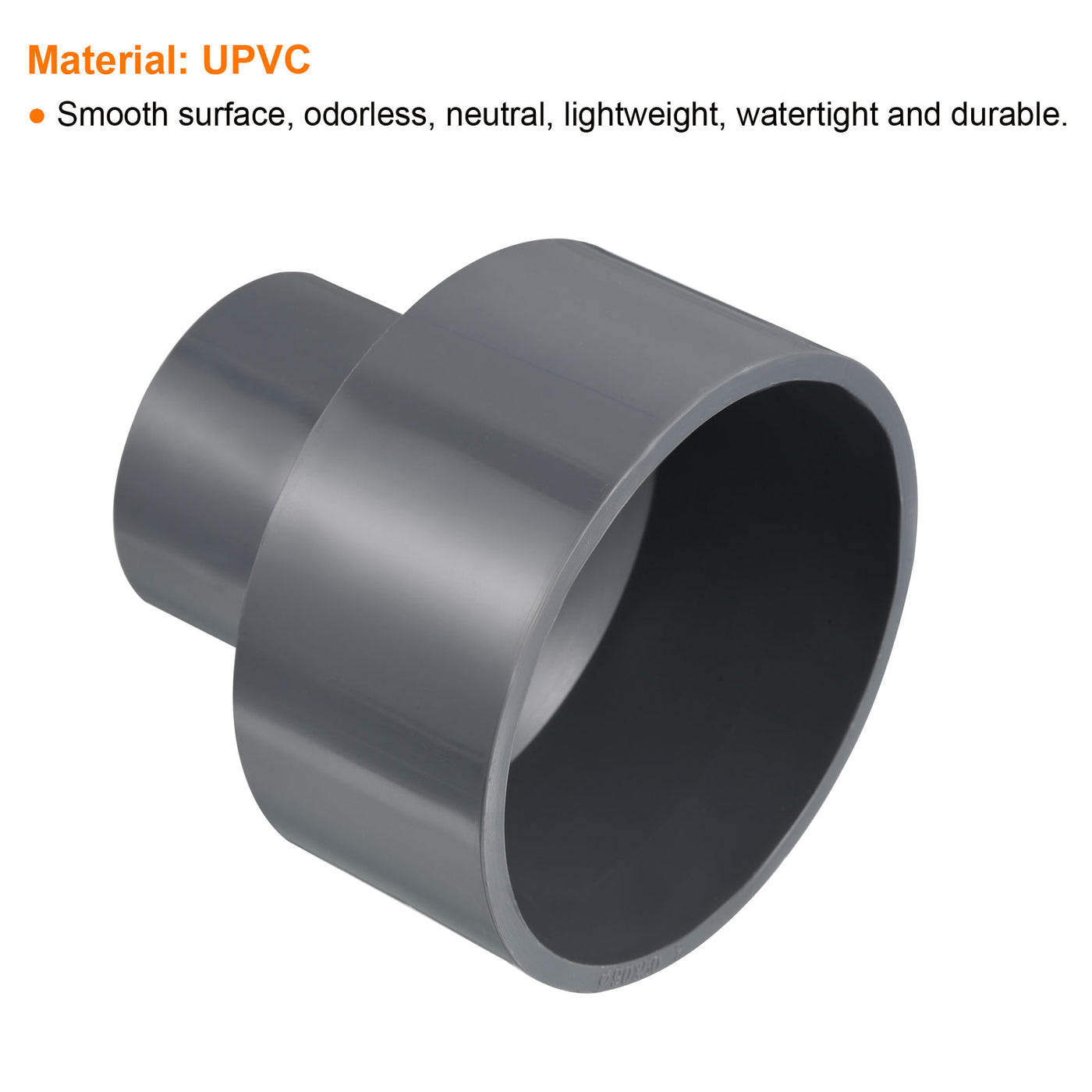 Harfington PVC Reducer Pipe Fitting 90x50mm, Straight Coupling Adapter Connector, Gray