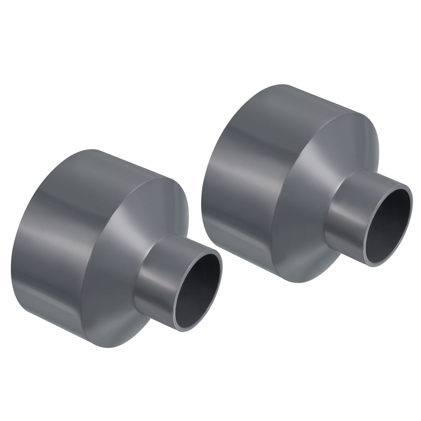 Harfington PVC Reducer Pipe Fitting 110x50mm, 2 Pack Straight Coupling Adapter Connector, Gray