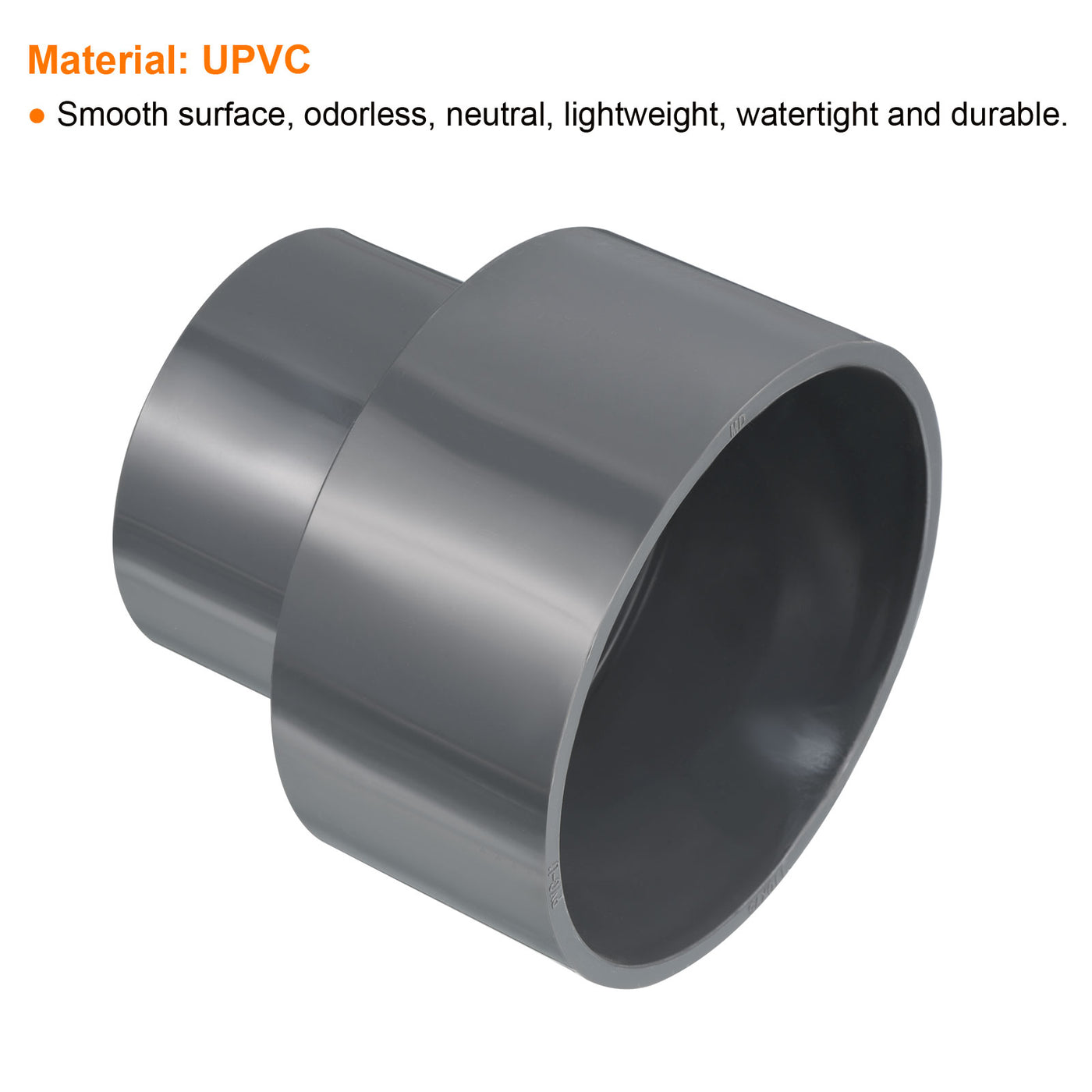 Harfington PVC Reducer Pipe Fitting 110x75mm, 2 Pack Straight Coupling Adapter Connector, Gray