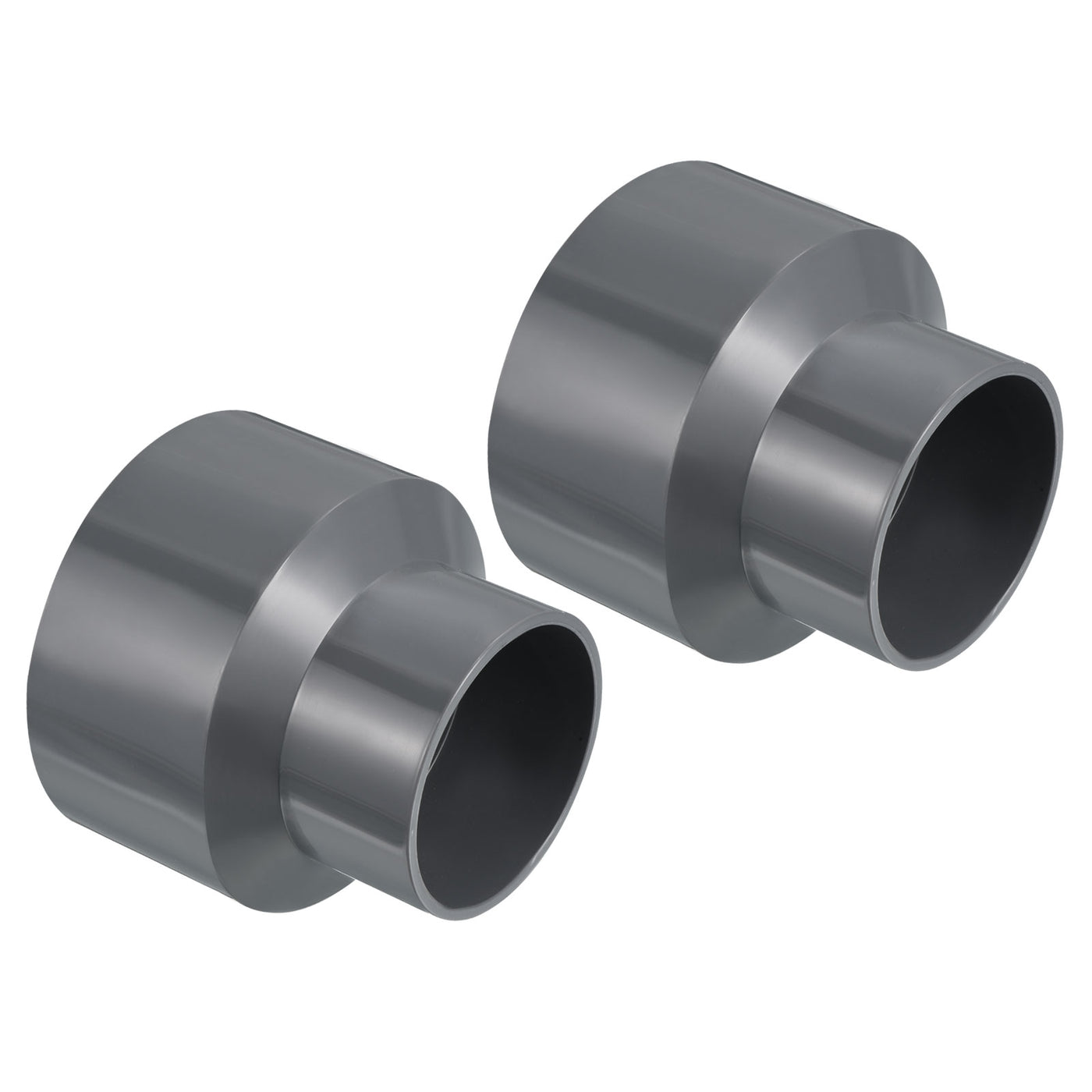 Harfington PVC Reducer Pipe Fitting 110x75mm, 2 Pack Straight Coupling Adapter Connector, Gray
