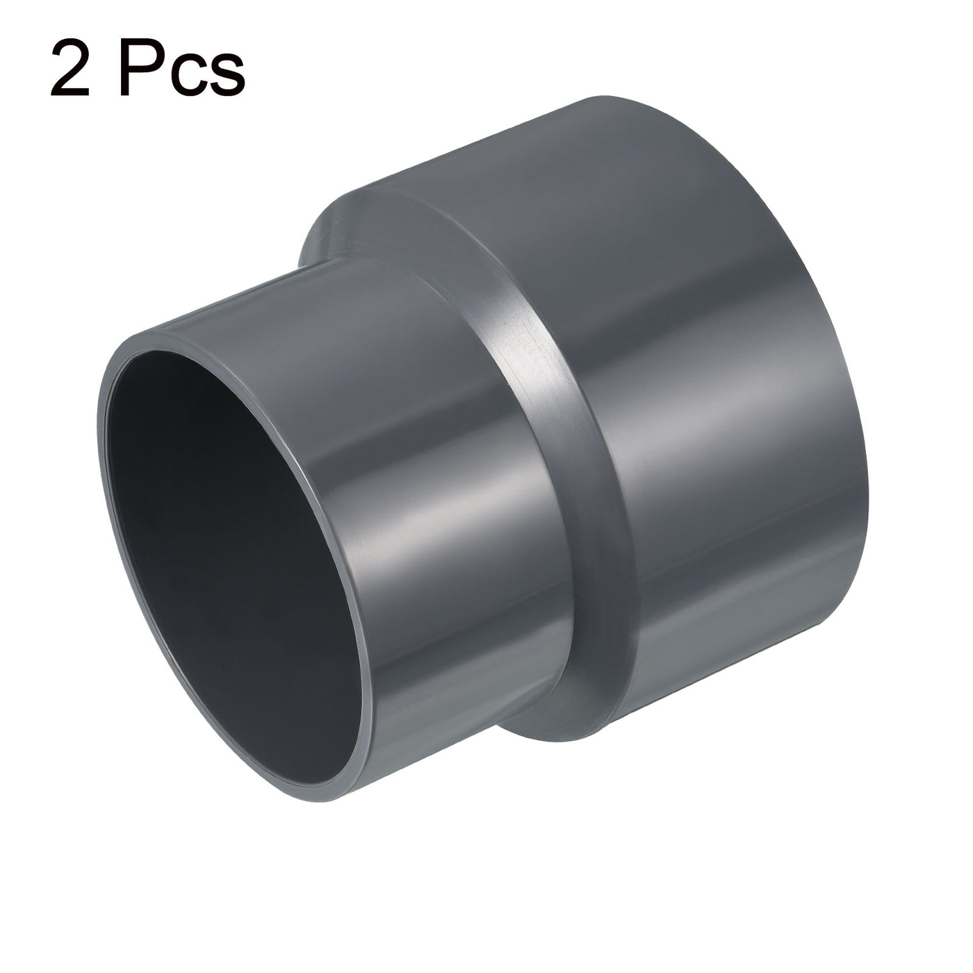 Harfington PVC Reducer Pipe Fitting 110x90mm, 2 Pack Straight Coupling Adapter Connector, Gray