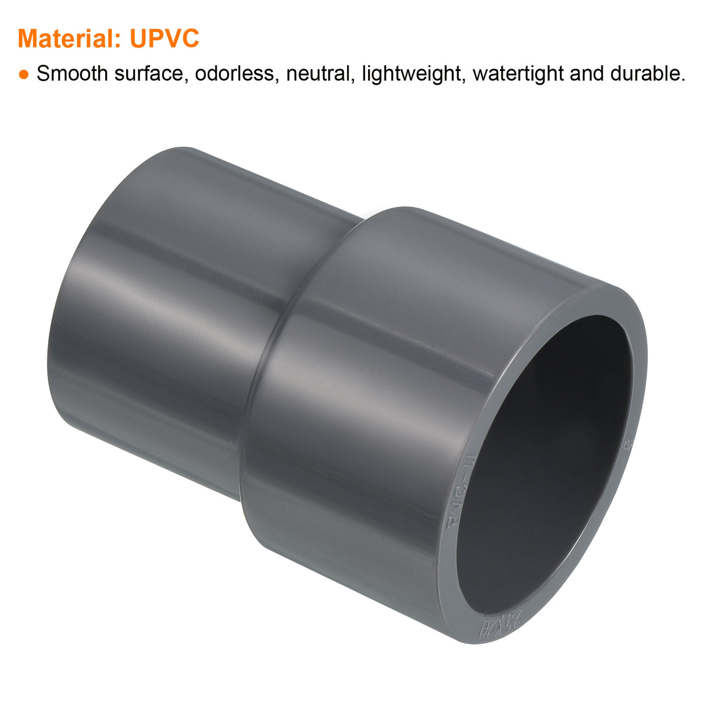 Harfington PVC Reducer Pipe Fitting 25x20mm, 15 Pack Straight Coupling Adapter Connector, Gray