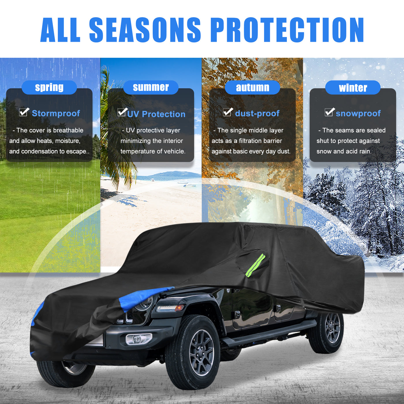 X AUTOHAUX Car Cover Waterproof Snowproof All Weather for Car Outdoor Full Car Cover Rain Sun Protection