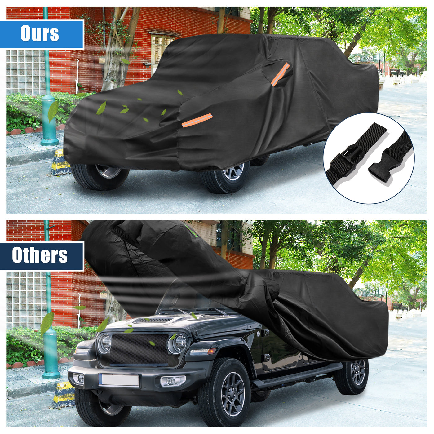 X AUTOHAUX Truck Car Cover for Jeep Gladiator JT 2020 2021 2022 Outdoor Waterproof Sun Rain Dust Wind Snow Protection Black