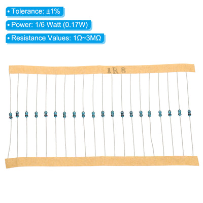 Harfington 2600pcs Metal Film Resistor Assortment Kit 1 Ohm - 3MOhm, 130 Values 1/6W 1% Tolerance for DIY Projects Experiments