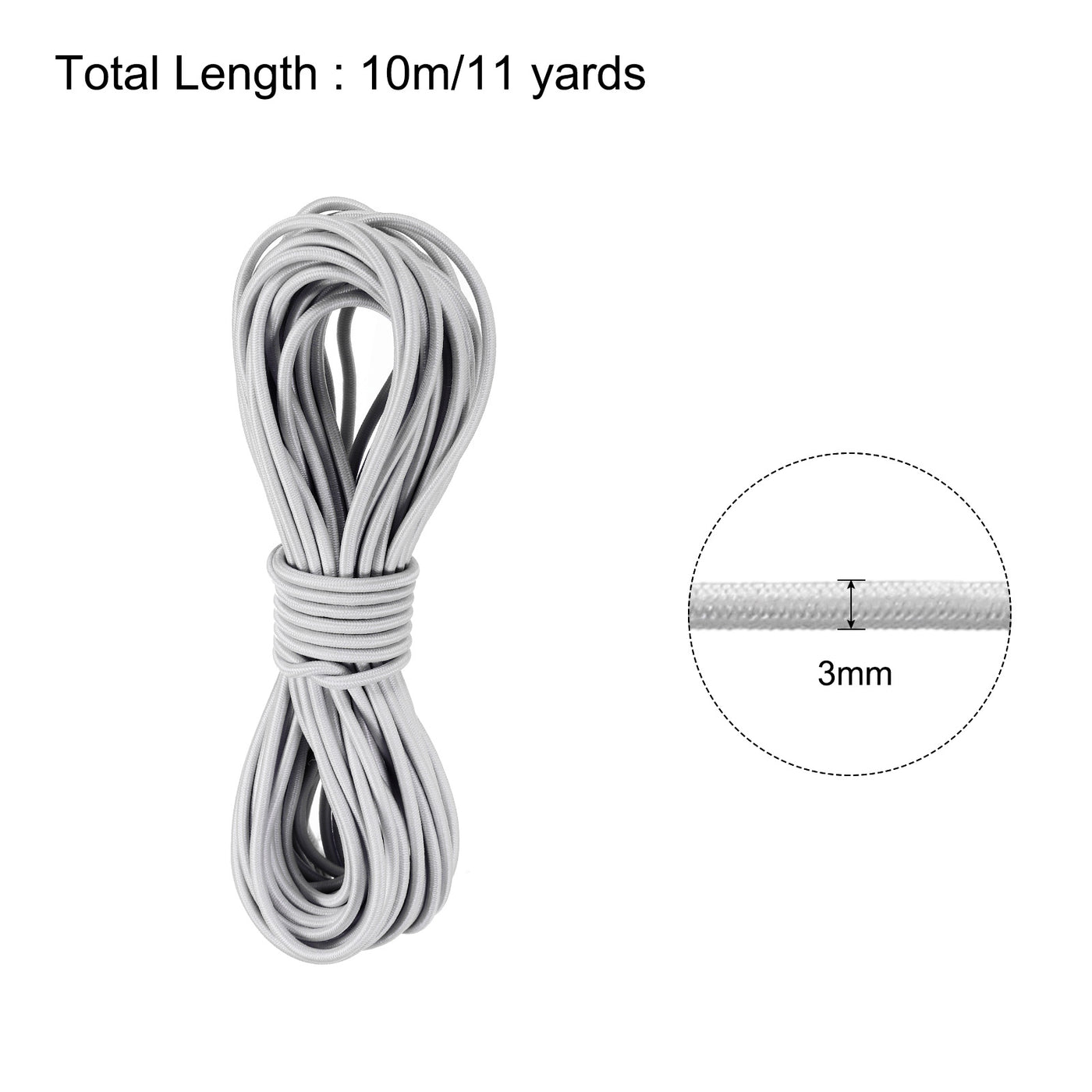 Harfington Elastic Cord Heavy Stretch String Rope 1/8" 11 Yards White for Crafting DIY Sewing Hook Straps Camping Tie Down Strap