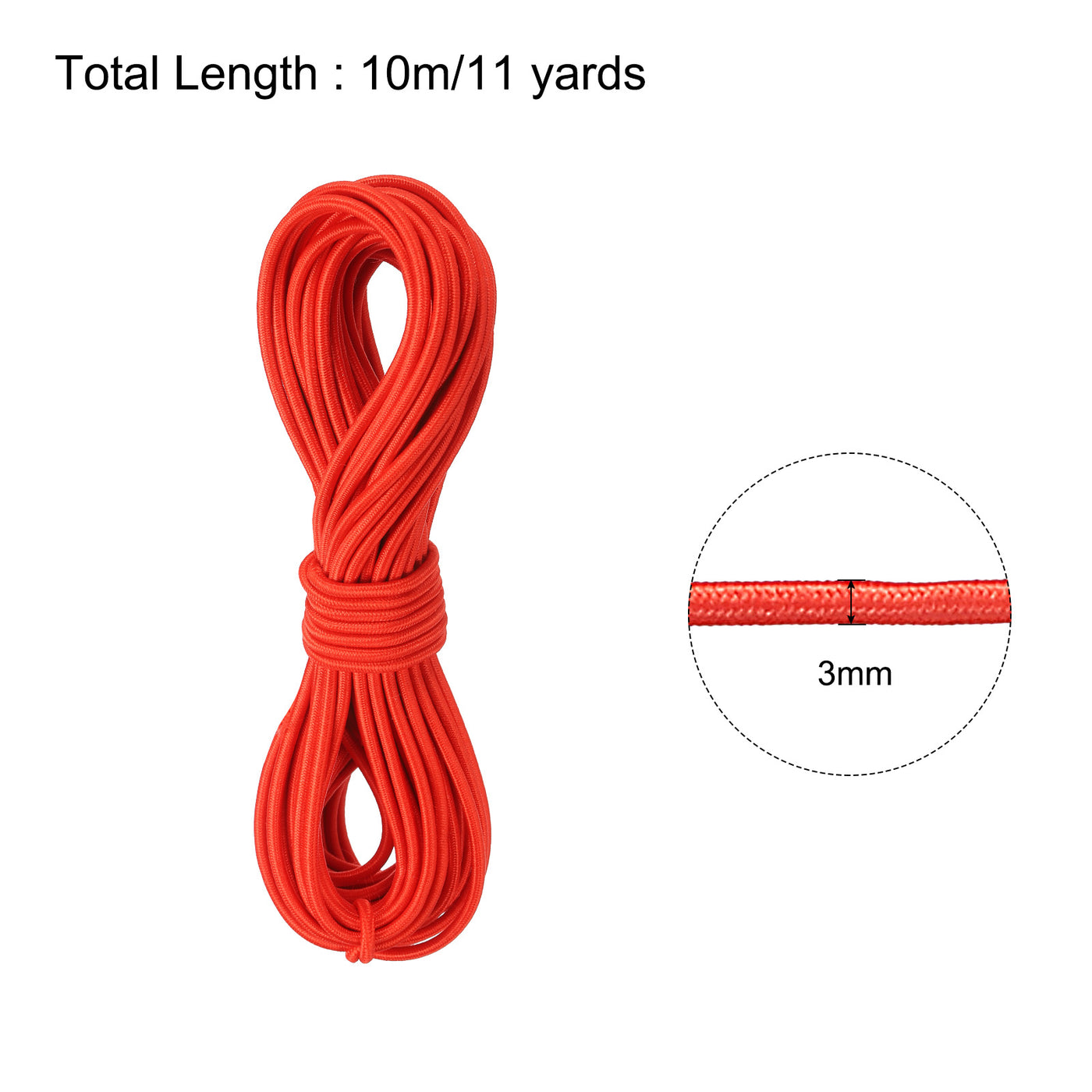 Harfington Elastic Cord Heavy Stretch String Rope 1/8" 11 Yards Red for Crafting DIY Sewing Hook Straps Camping Tie Down Strap