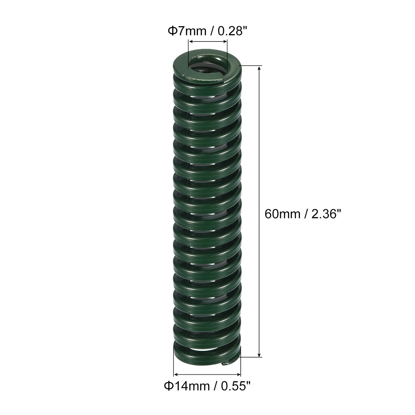 uxcell Uxcell 3D Printer Die Spring, 2pcs 14mm OD 60mm Long Spiral Stamping Compression Green