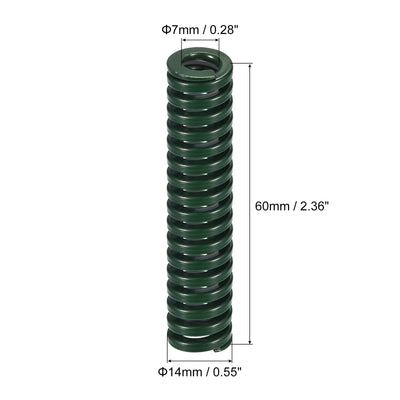 Harfington Uxcell 3D Printer Die Spring, 2pcs 14mm OD 60mm Long Spiral Stamping Compression Green