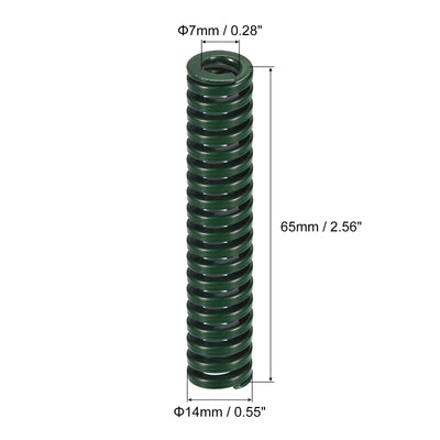 Harfington Uxcell 3D Printer Die Spring, 2pcs 14mm OD 65mm Long Spiral Stamping Compression Green