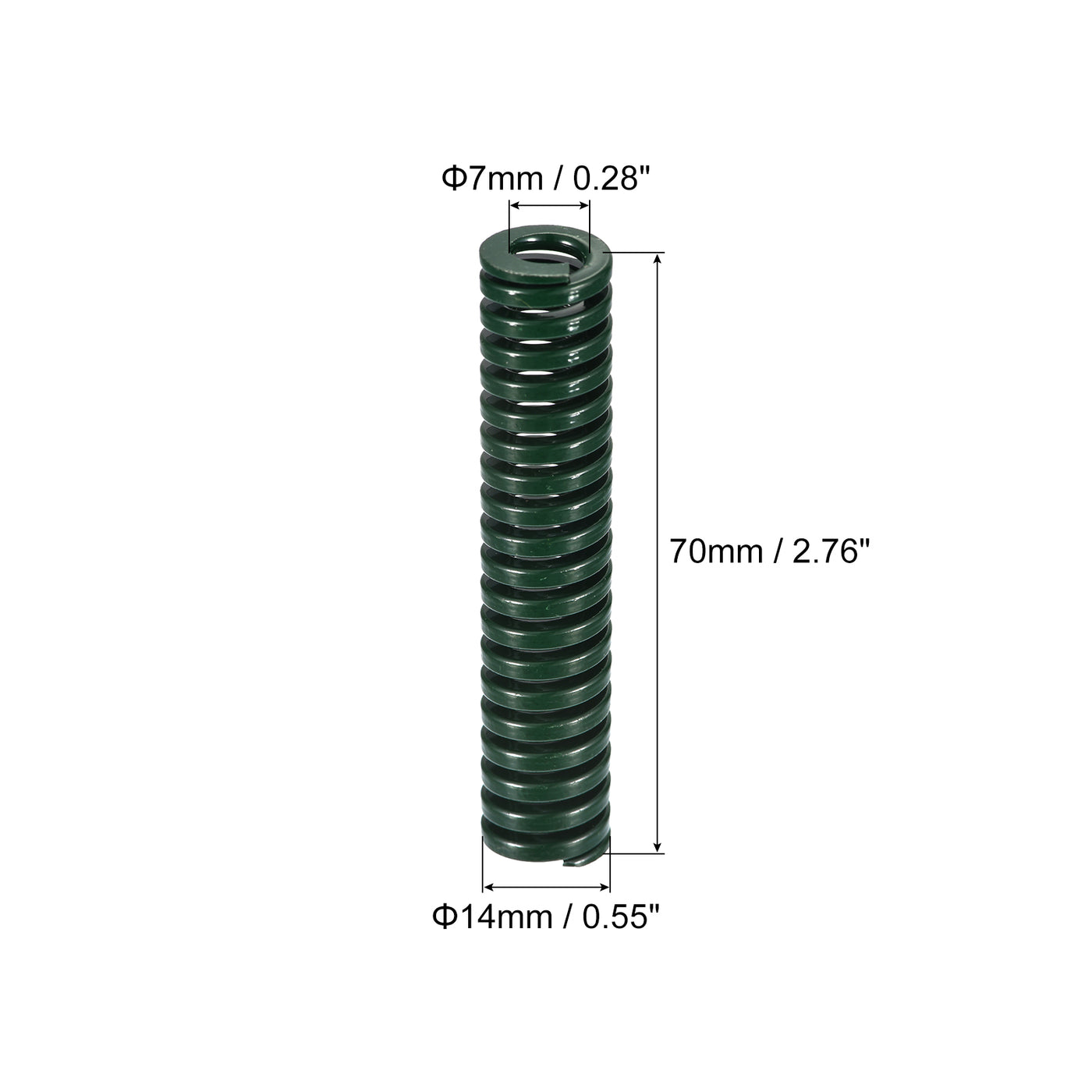 uxcell Uxcell 3D Printer Die Spring, 2pcs 14mm OD 70mm Long Spiral Stamping Compression Green