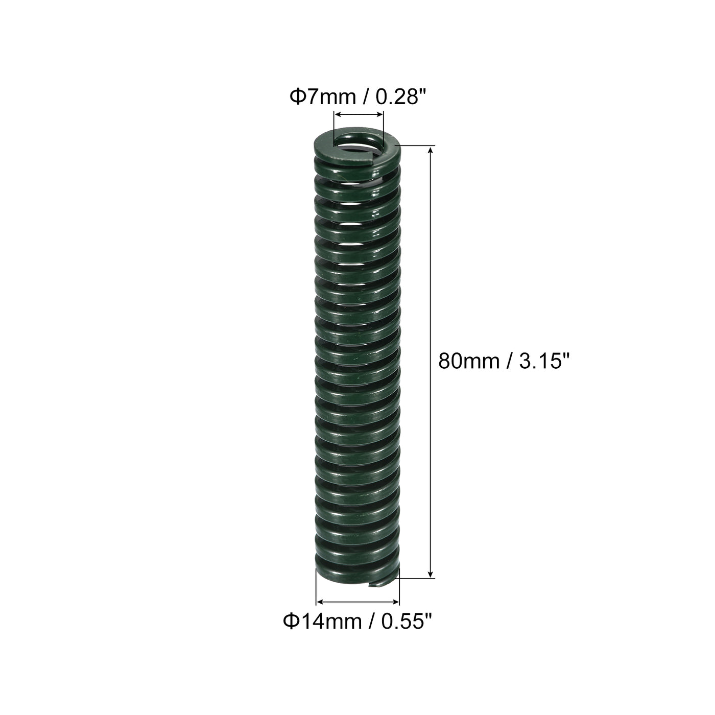 uxcell Uxcell 3D Printer Die Spring, 2pcs 14mm OD 80mm Long Spiral Stamping Compression Green