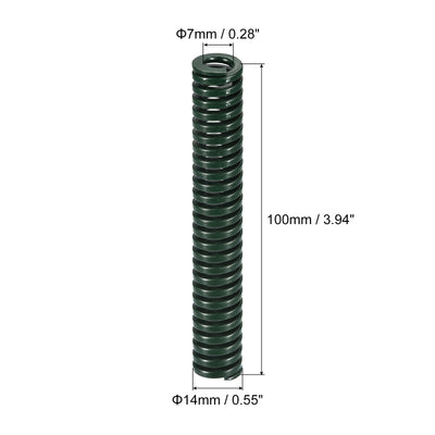 Harfington Uxcell 3D Printer Die Spring, 2pcs 14mm OD 100mm Long Spiral Stamping Compression Green