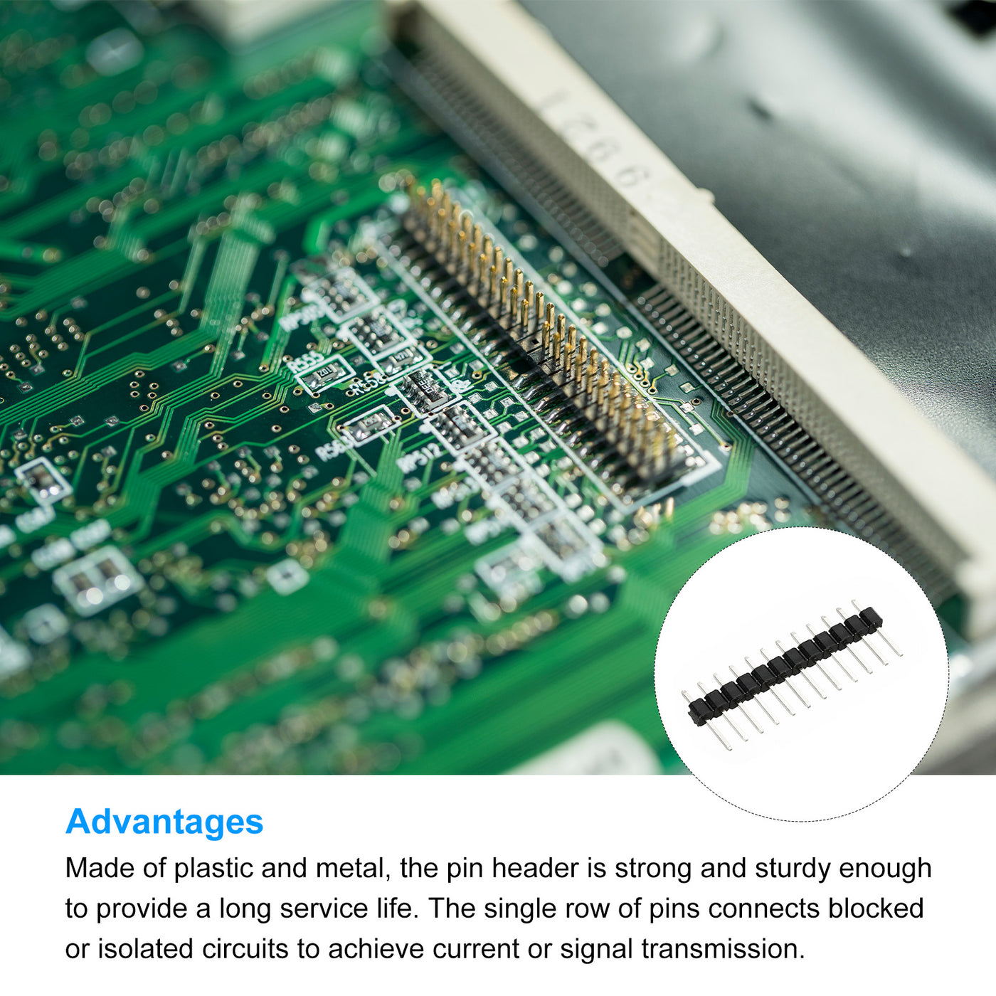 Straight Pin Header DIP Single Row 2 Pin 2.54mm Pitch Gold Plated Pack ...
