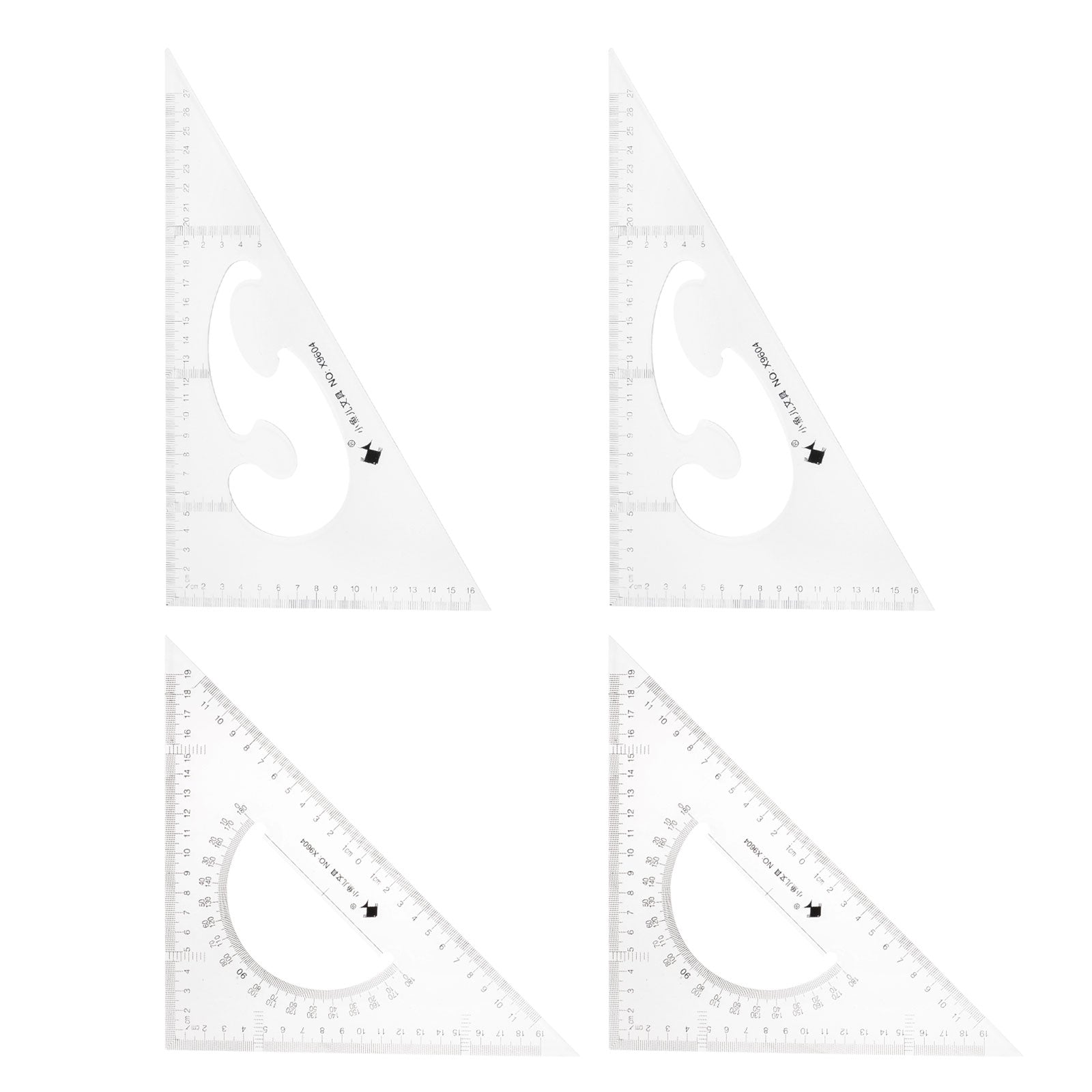 2piece Triangle Ruler Square Set 27cm, 24cm 30/60 and 45/90 Degrees ...