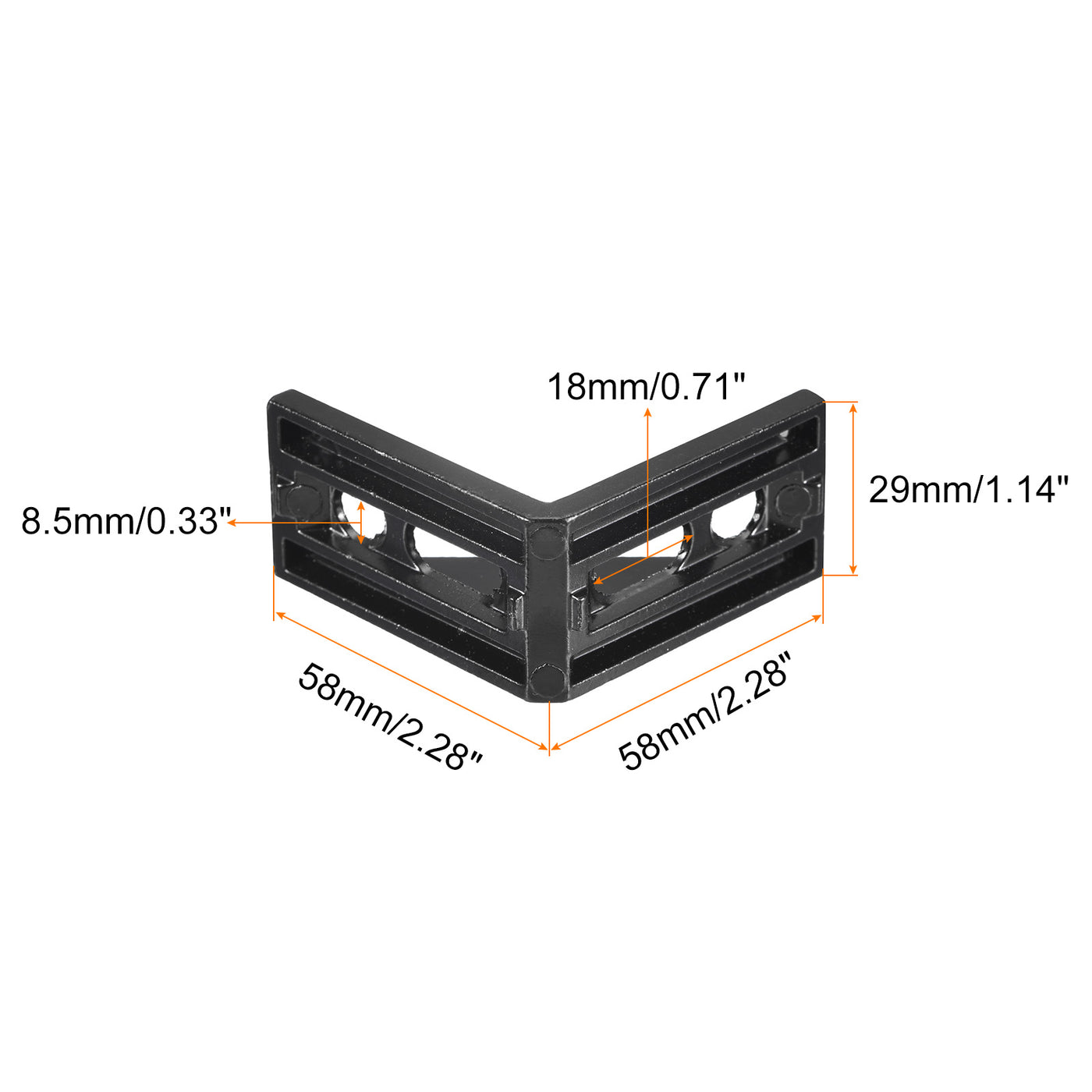 uxcell Uxcell 4Pcs Inside Corner Bracket Gusset, 58x58x29mm 3060 Angle Connectors for 3030 Series Aluminum Extrusion Profile Black