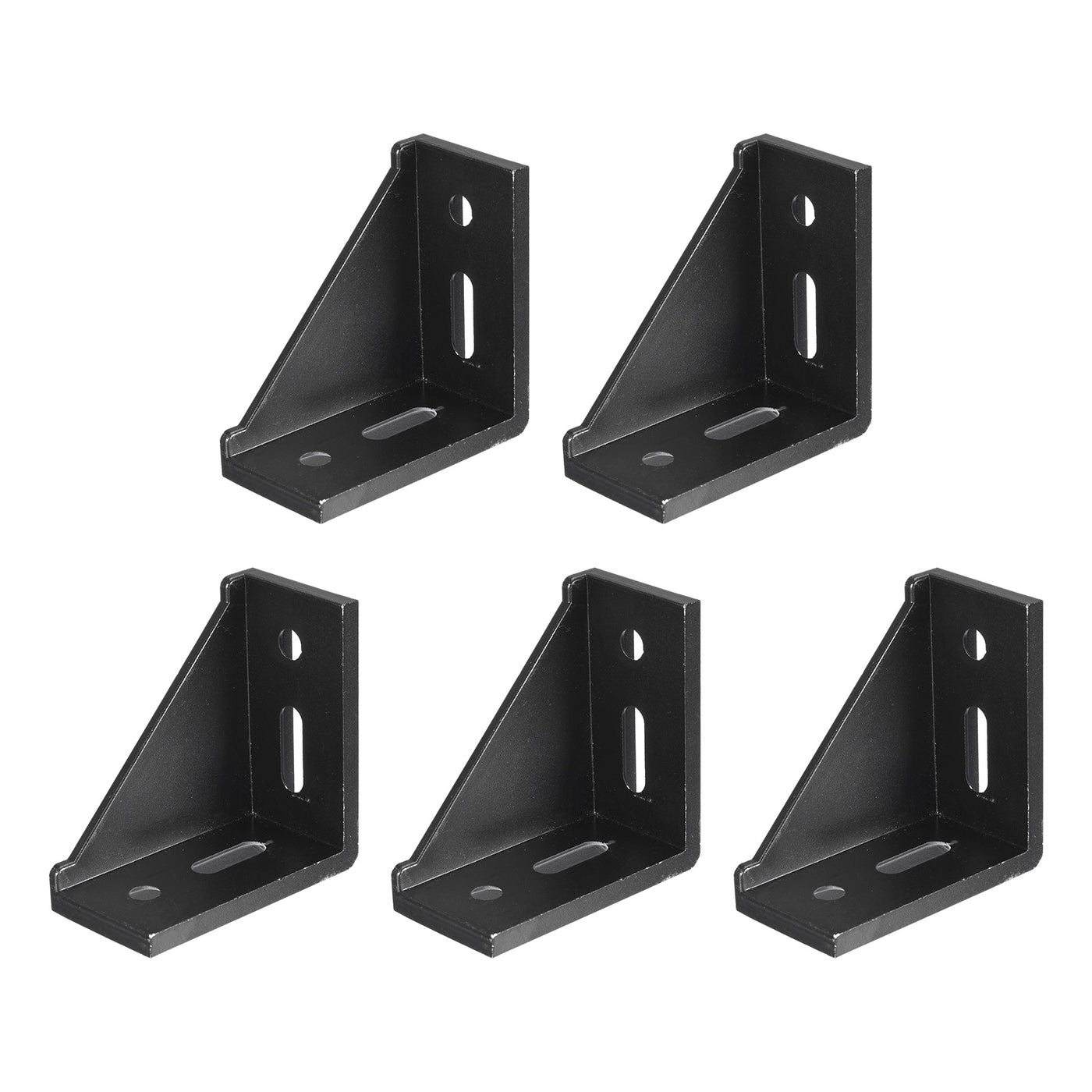 uxcell Uxcell 5Pcs Inside Corner Bracket Gusset, 77x77x40mm 4080 Angle Connectors for 4040 Series Aluminum Extrusion Profile Black