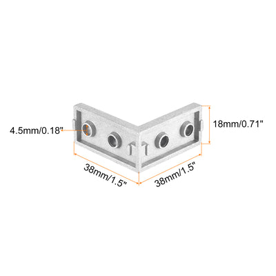 Harfington Uxcell 16Pcs Inside Corner Bracket Gusset, 38x38x18mm 2040 Angle Connectors for 2020/2040 Series Aluminum Extrusion Profile Silver